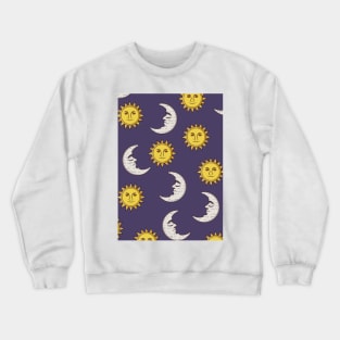 Moon and Sun pattern Crewneck Sweatshirt